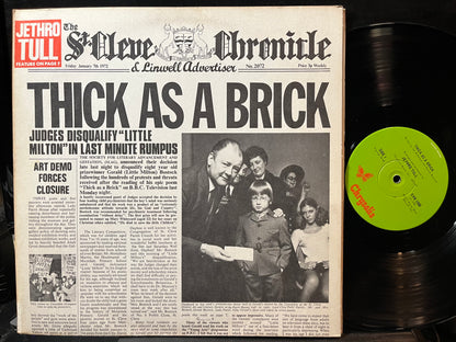 Jethro Tull - Thick As A Brick (VINYL LP CHRYSALIS CHR 1003 1972) | Near Mint (NM or M-) Near Mint (NM) - ROCK / USED *NEAR MINT*