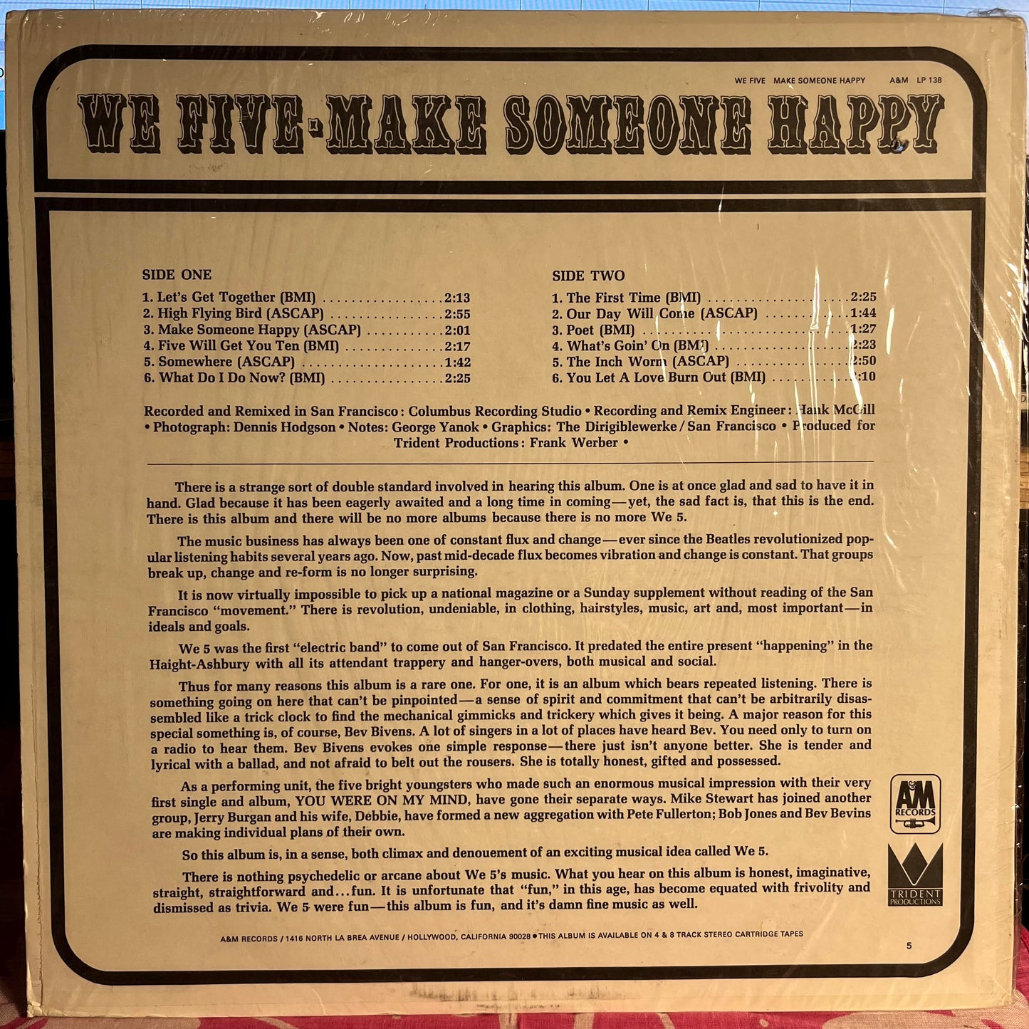 We Five - Make Someone Happy *SHRINK/MONARCH* | Near Mint (NM) Near Mint (NM) - ROCK / USED *NEAR MINT*