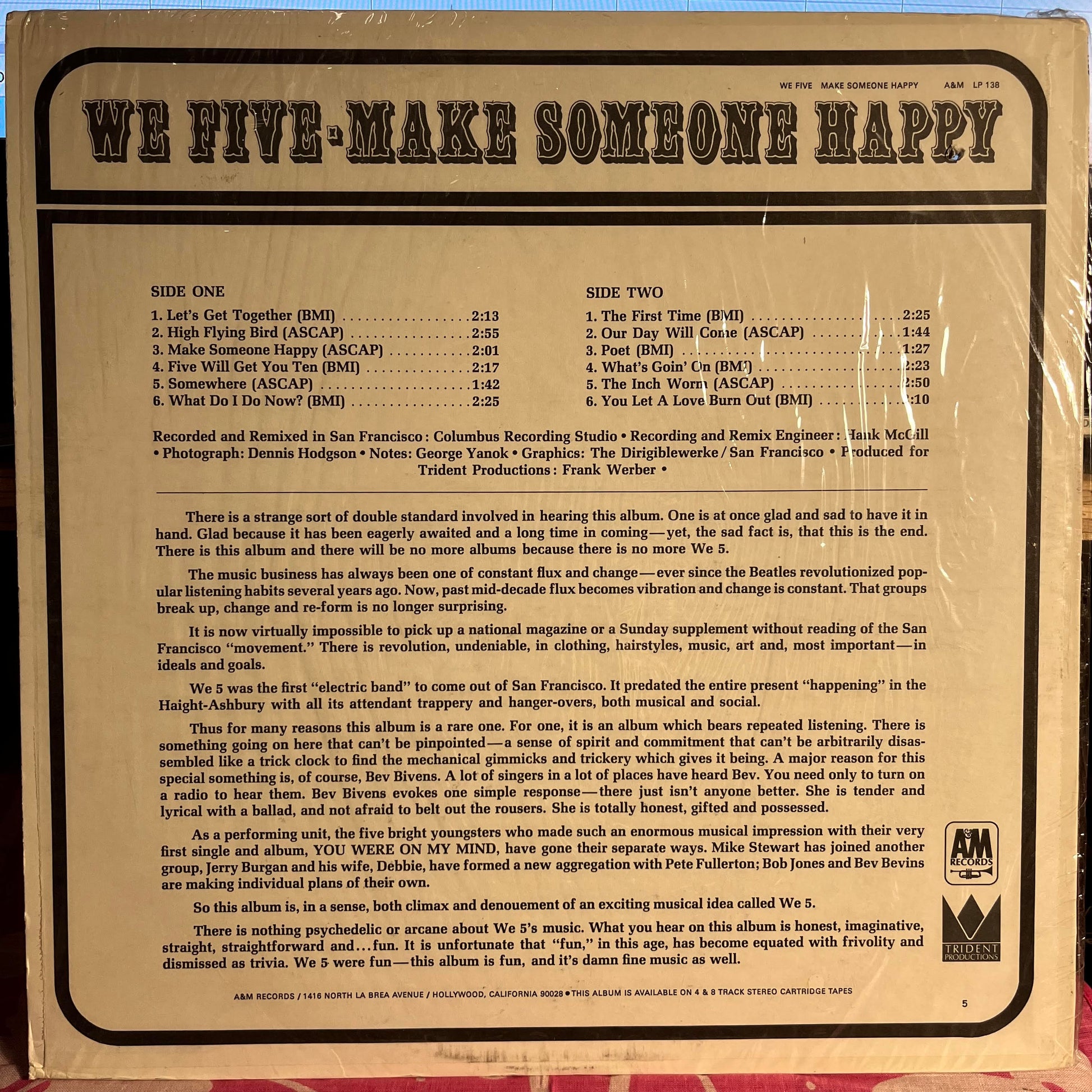 We Five - Make Someone Happy *SHRINK/MONARCH* | Near Mint (NM) Near Mint (NM) - ROCK / USED *NEAR MINT*