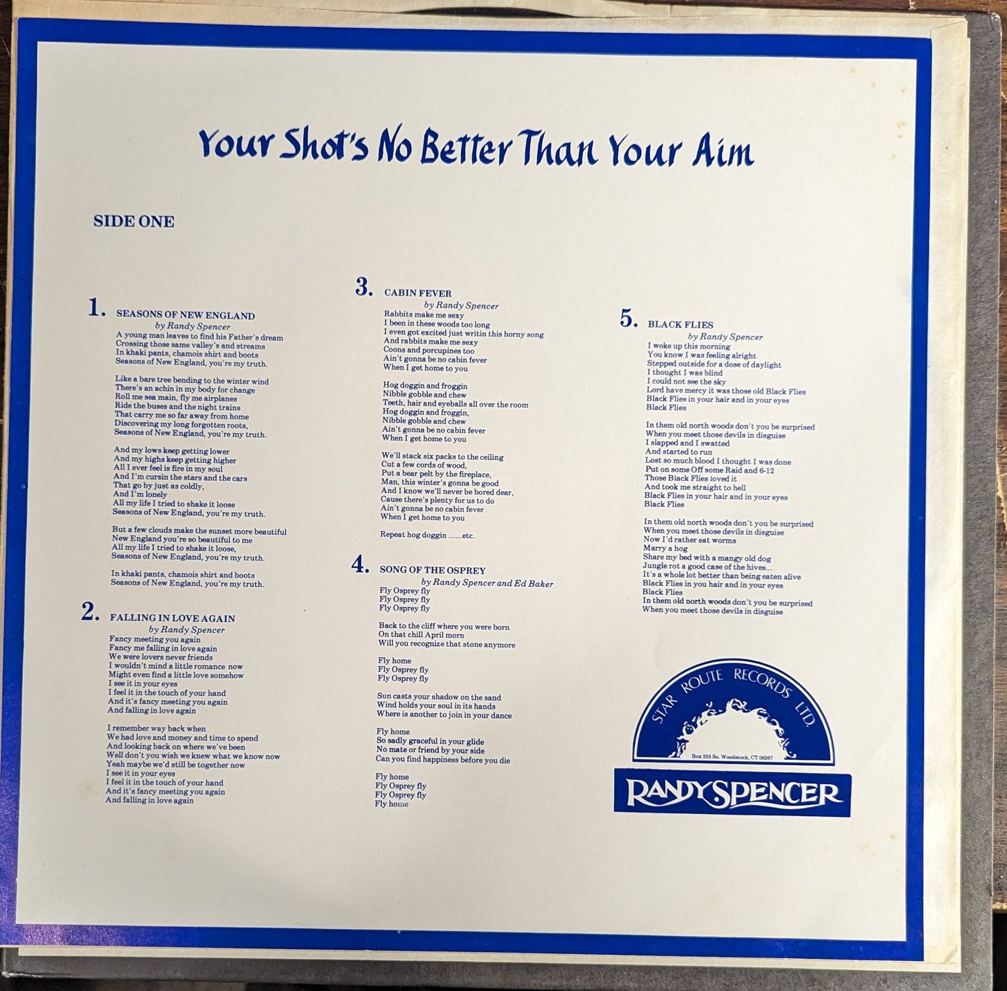 Randy Spencer (3) - Your Shot's No Better Than Your Aim | Near Mint (NM) Near Mint (NM) - ROCK / USED *NEAR MINT*