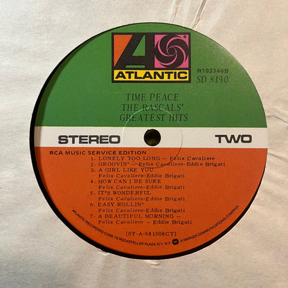 The Rascals - Time Peace: The Rascals' Greatest Hits (VINYL LP ATLANTIC SD 8190) | Near Mint (NM or M-) Very Good (VG) - ROCK / USED *NEAR MINT*