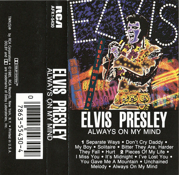 Elvis Presley - Always On My Mind (CASSETTE) | Near Mint (NM) Near Mint (NM) - ROCK / USED *NEAR MINT*