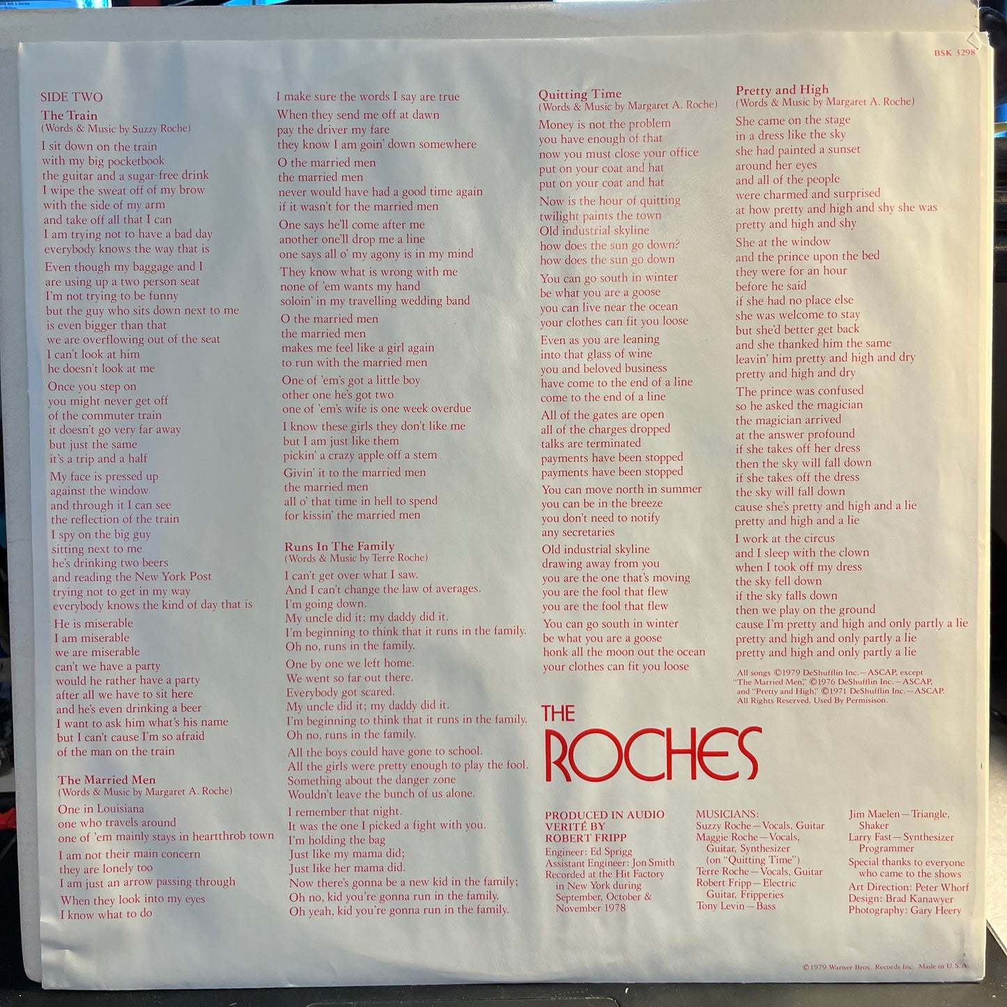 The Roches (VINYL) | Near Mint (NM) Near Mint (NM) - ROCK / USED *NEAR MINT*