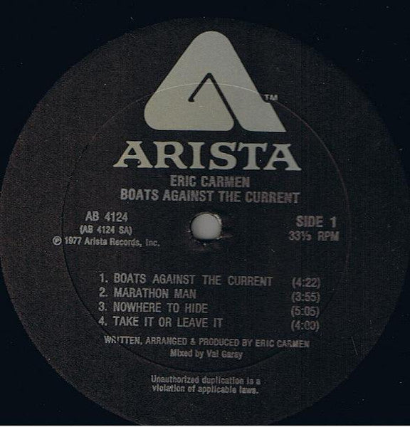Eric Carmen - Boats Against The Current | Near Mint (NM) Excellent (EX) - ROCK / USED *NEAR MINT*