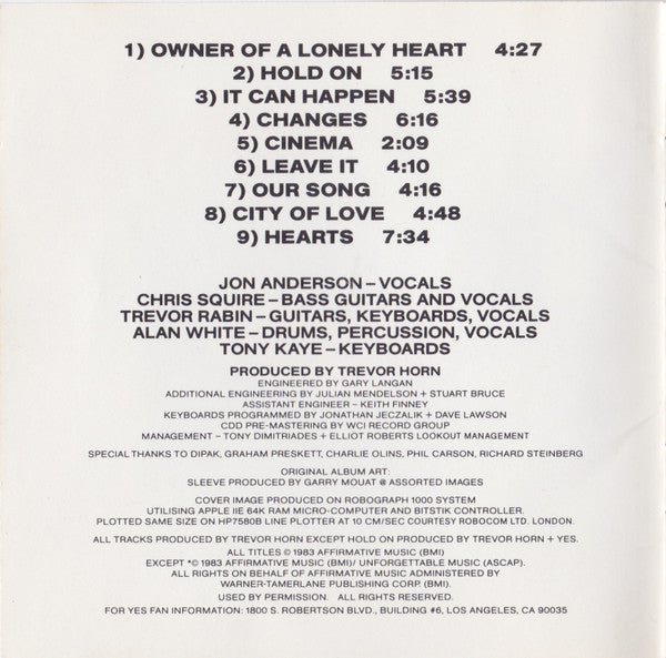 Yes - 90125 | Near Mint (NM) Near Mint (NM) - ROCK / USED *NEAR MINT*