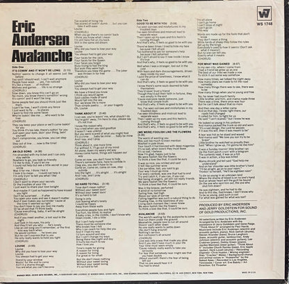 Eric Andersen (2) - Avalanche *TERRE HAUTE* | Near Mint (NM) Excellent (EX) - ROCK / USED *NEAR MINT*