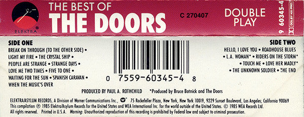 The Doors - The Best Of The Doors *REMASTERED/CASSETTE* | Near Mint (NM) Near Mint (NM) - ROCK / USED *NEAR MINT*