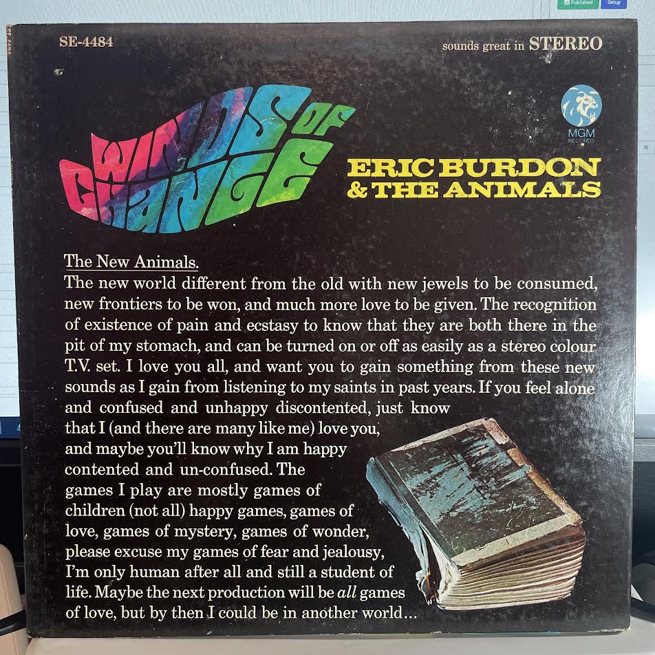 Eric Burdon & The Animals - Winds Of Change (VINYL) | Excellent+ (EX+) Excellent+ (EX+) - ROCK / USED *NEAR MINT*