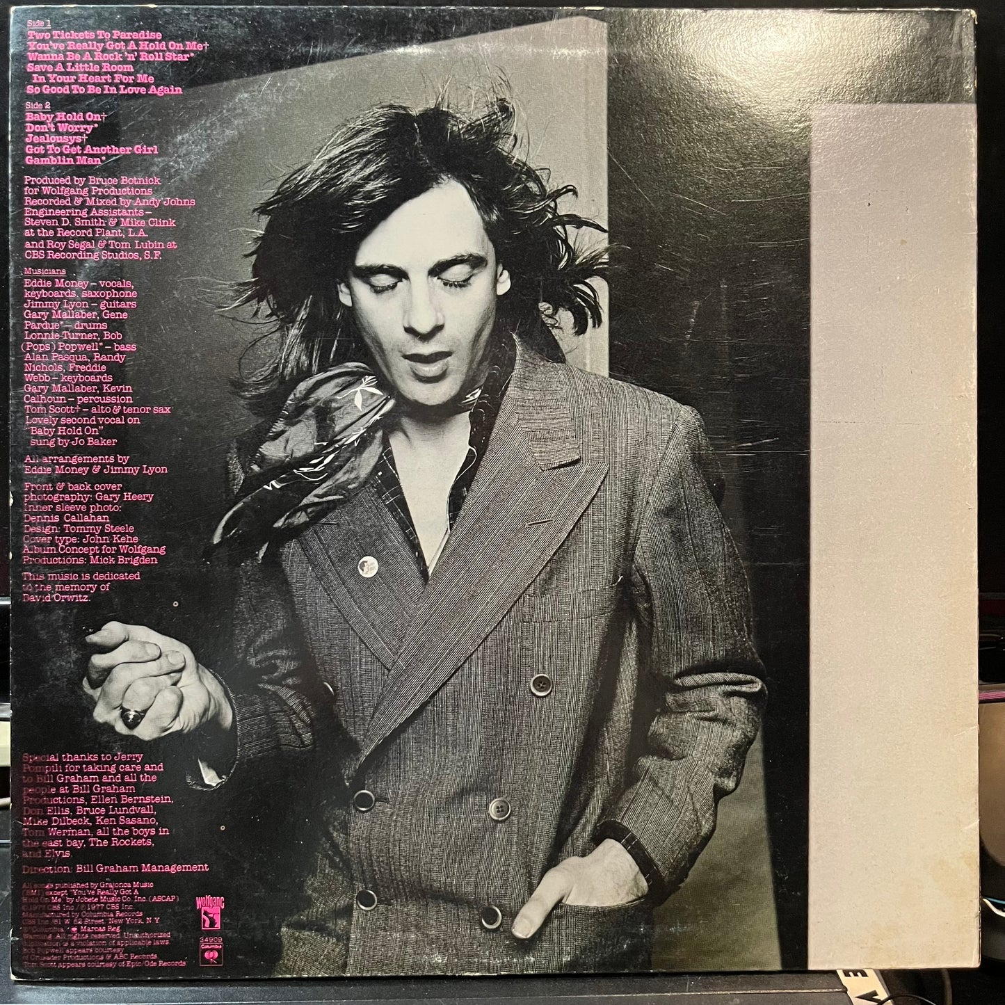 Eddie Money - Eddie Money (VINYL LP WOLFGANG PC 34909 1977) | Near Mint (NM or M-) Very Good Plus Plus (VG++) - ROCK / USED *NEAR MINT*