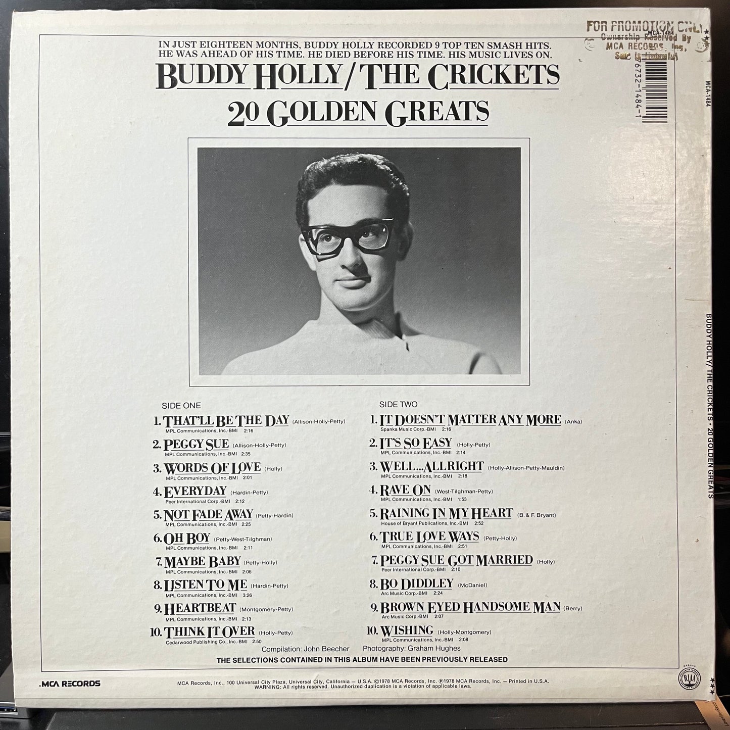 Buddy Holly / The Crickets - 20 Golden Greats (VINYL LP) | USED Near Mint (NM or M-) Near Mint (NM or M-) - ROCK / USED *NEAR MINT*