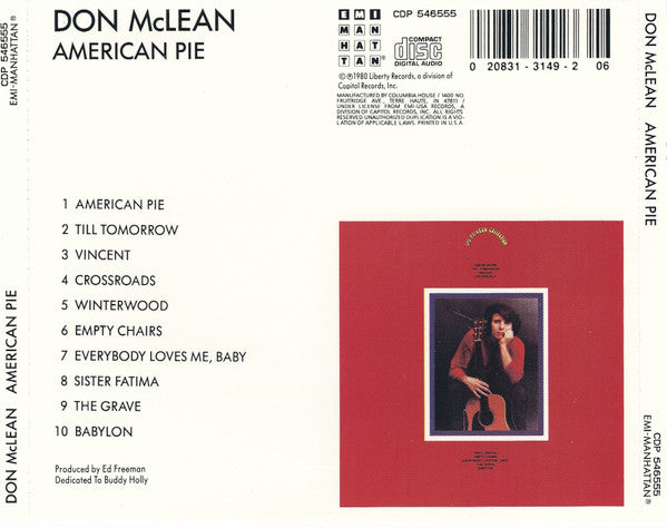 American Pie (CD) | Near Mint (NM or M-) Excellent (EX) - ROCK / USED *NEAR MINT*