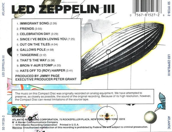Led Zeppelin III (CD) | Near Mint (NM or M-) Near Mint (NM or M-) - ROCK / USED *NEAR MINT*