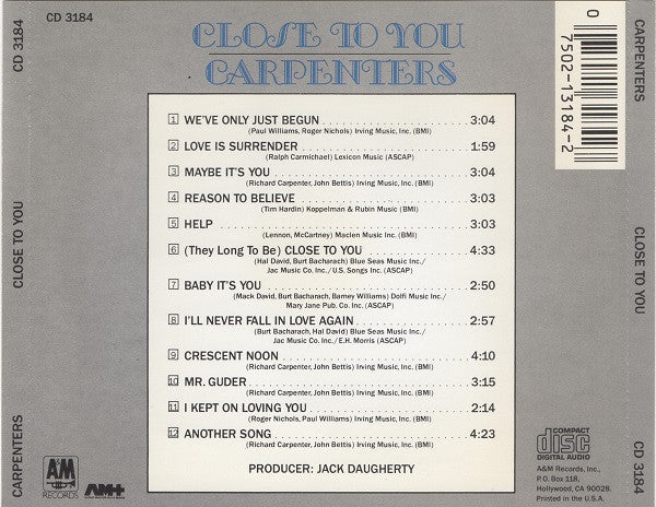 Close To You (CD) | Near Mint (NM) Near Mint (NM) - ROCK / USED *NEAR MINT*