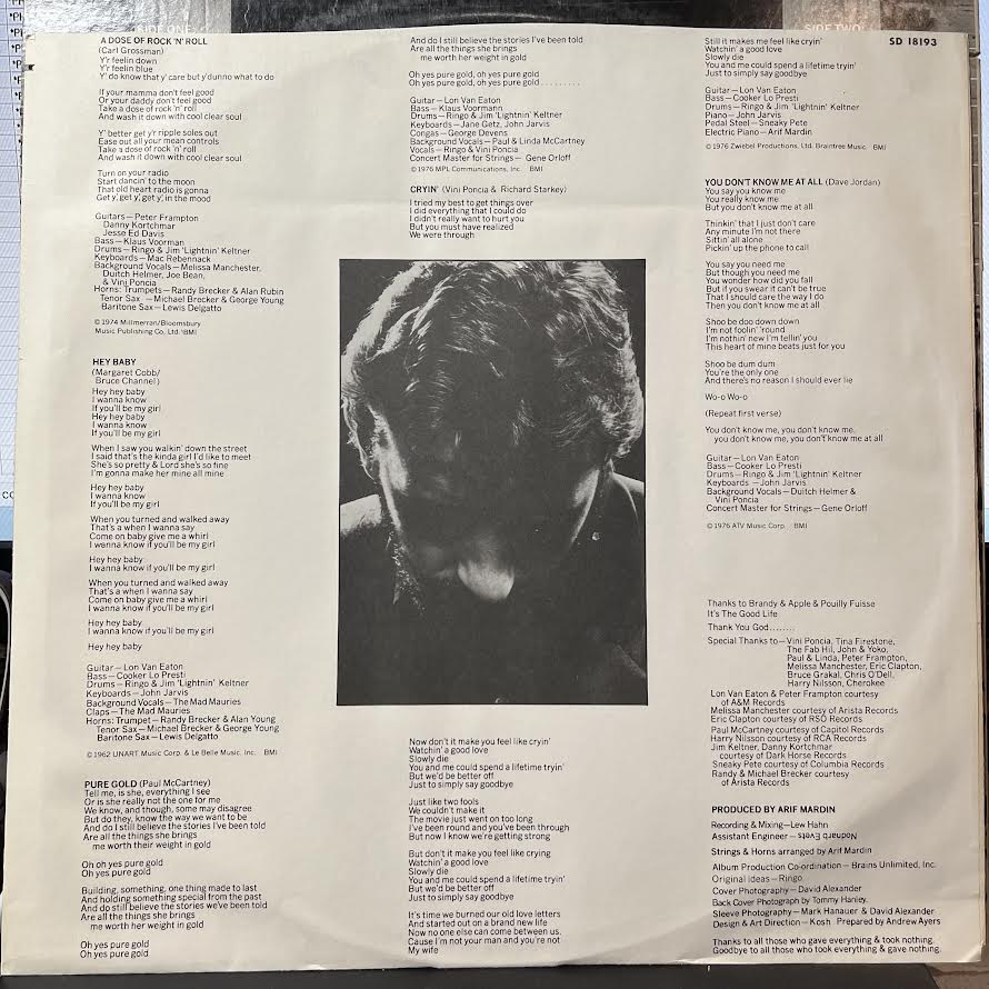 Ringo's Rotogravure (VINYL) | Near Mint (NM) Excellent (EX) - ROCK / USED *NEAR MINT*