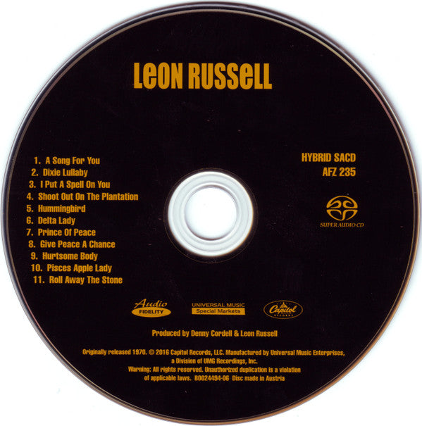 Leon Russell - Leon Russell *HYBRID SACD/NUMBERED* | Near Mint (NM) Near Mint (NM) - ROCK / USED *NEAR MINT*