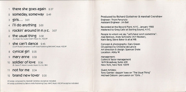 Marshall Crenshaw (CD) | Near Mint (NM) Near Mint (NM) - ROCK / USED *NEAR MINT*