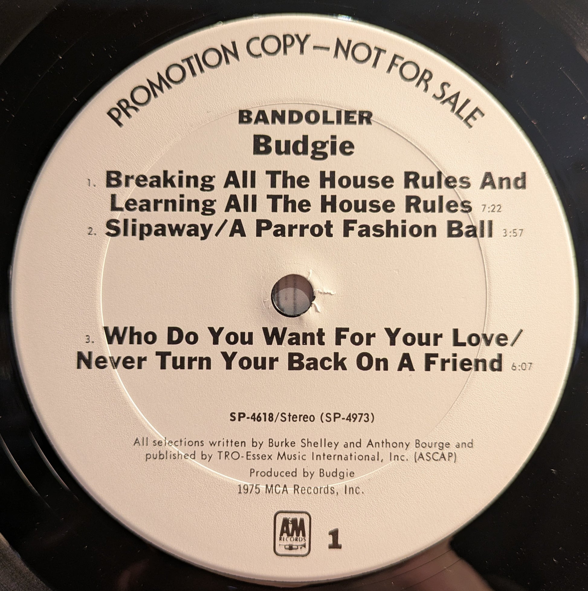 Bandolier *PROMO* (VINYL) | Near Mint (NM) Very Good Plus (VG+) - ROCK / USED *NEAR MINT*