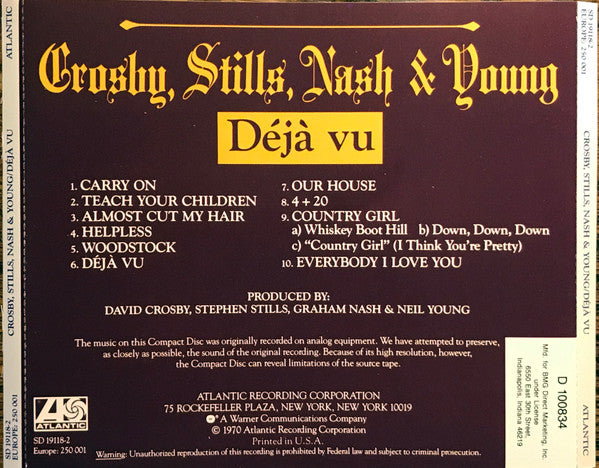 Déjà Vu (CD) | Near Mint (NM) Near Mint (NM) - ROCK / USED *NEAR MINT*