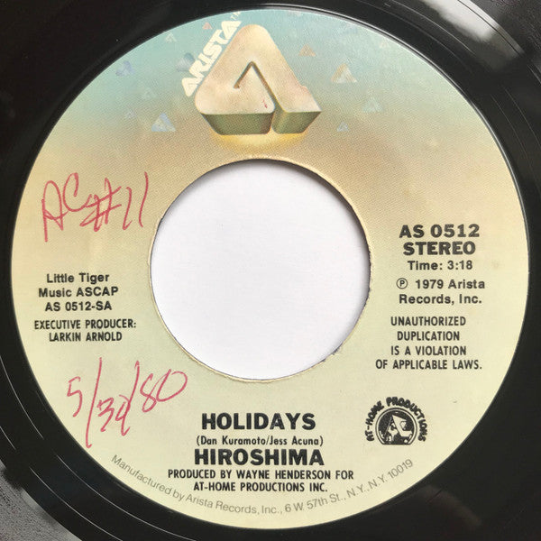 Hiroshima (3) - Holidays *45RPM* | Near Mint (NM) Generic - ROCK / USED *NEAR MINT*