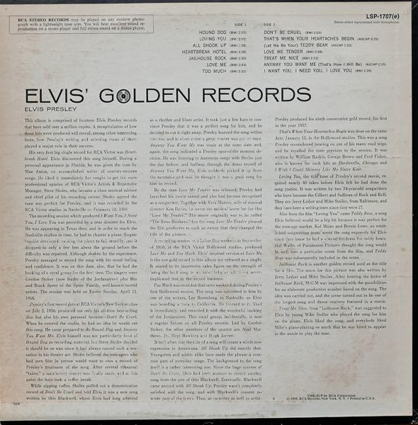 Elvis Presley Elvis' Golden Records *REISSUE* LP Near Mint (NM or M-) Near Mint (NM or M-)
