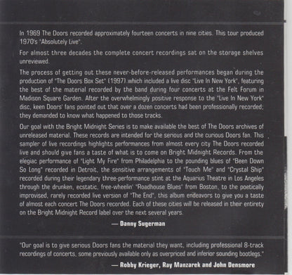 The Doors - Bright Midnight: Live In America (CD) | Mint (M) Mint (M) - ROCK / USED *NEAR MINT*