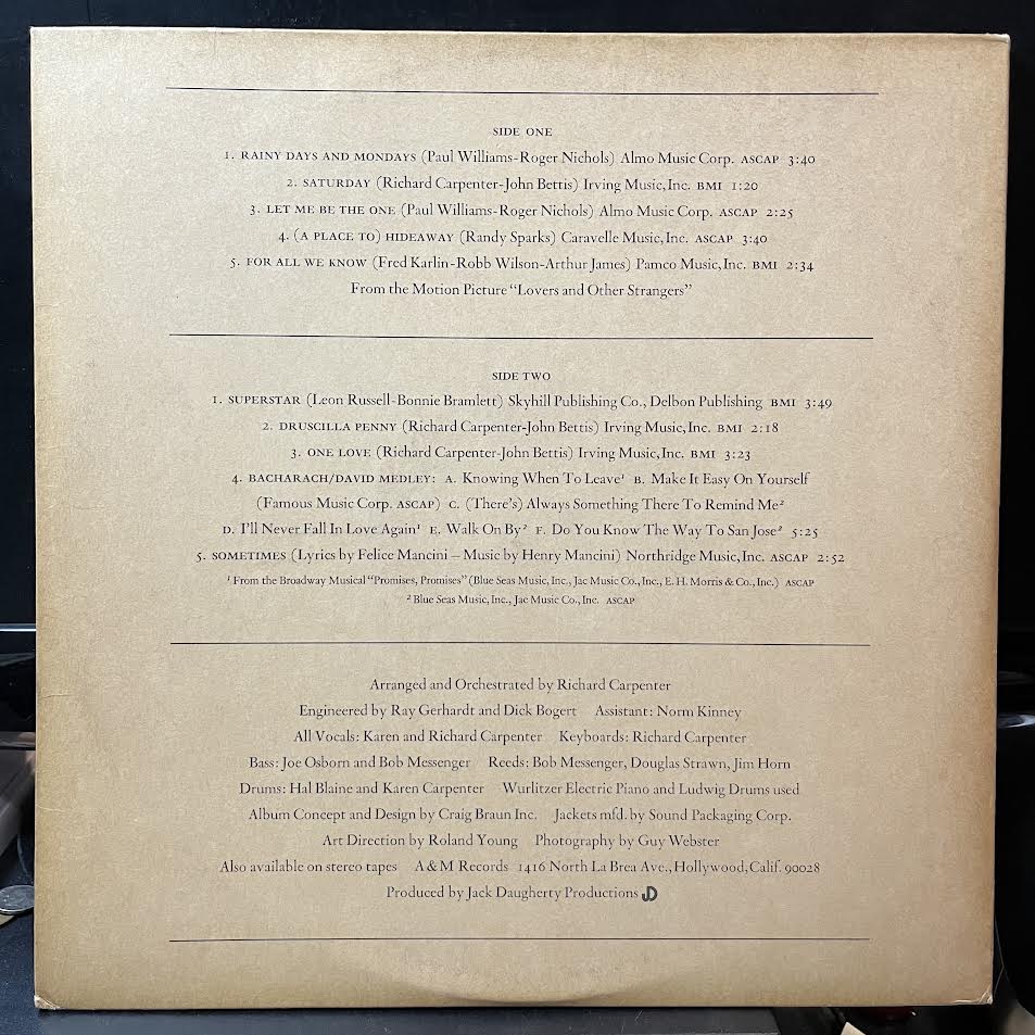 Carpenters (VINYL) | Near Mint (NM) Excellent+ (EX+) - ROCK / USED *NEAR MINT*