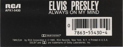 Elvis Presley - Always On My Mind (CASSETTE) | Near Mint (NM) Near Mint (NM) - ROCK / USED *NEAR MINT*