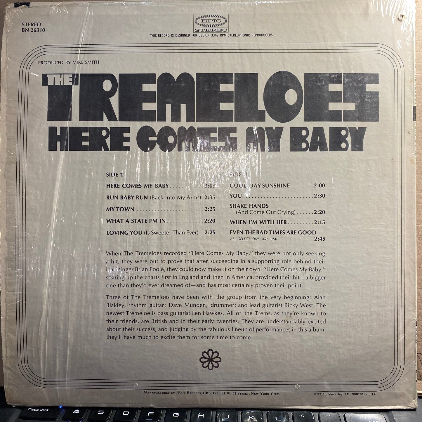 The Tremeloes Here Comes My Baby *TERRE HAUTE* LP Near Mint (NM or M-) Near Mint (NM or M-)