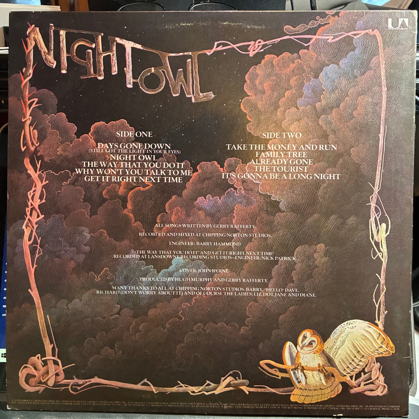 Night Owl (VINYL) | Near Mint (NM or M-) Excellent+ (EX+) - ROCK / USED *NEAR MINT*