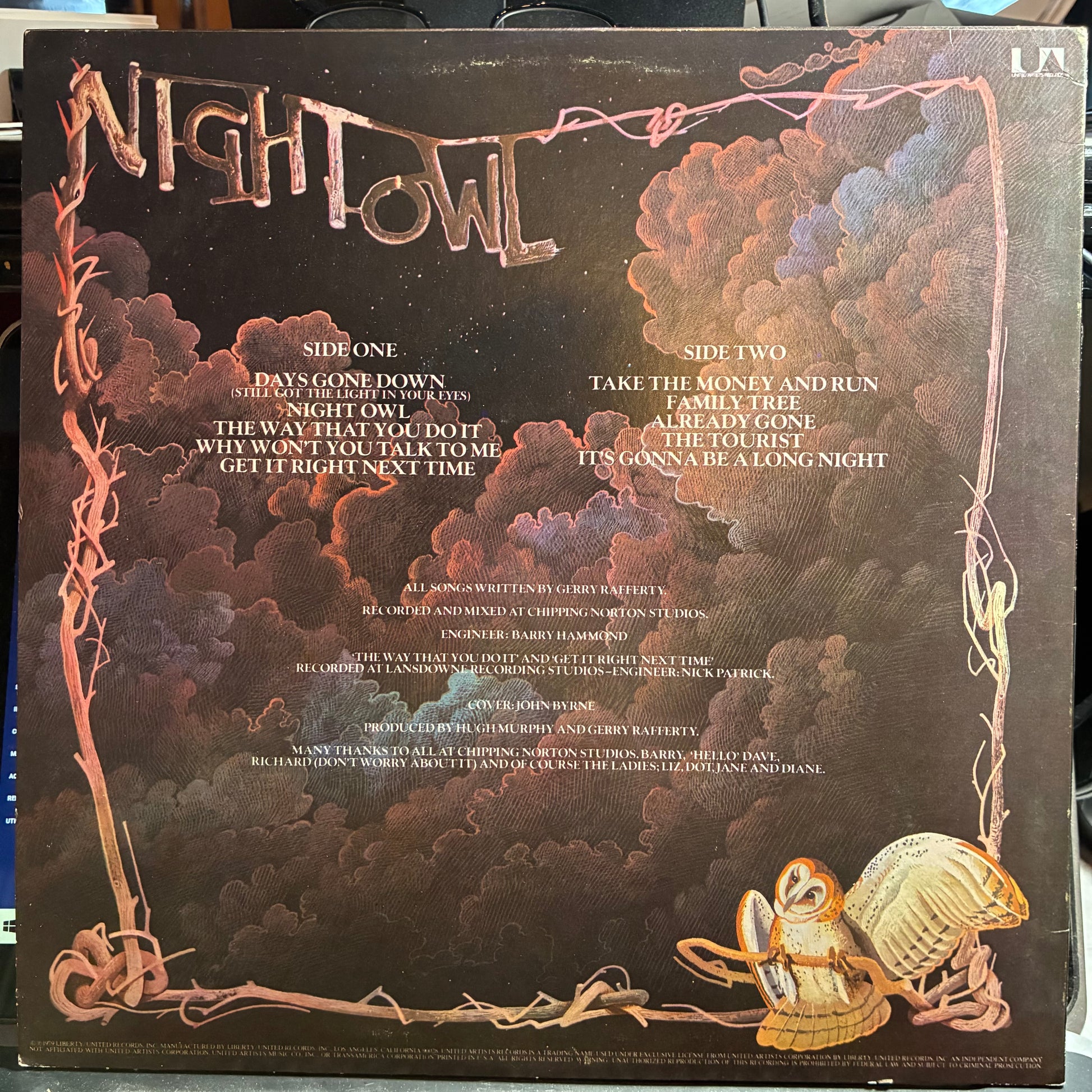 Night Owl (VINYL) | Near Mint (NM or M-) Excellent+ (EX+) - ROCK / USED *NEAR MINT*