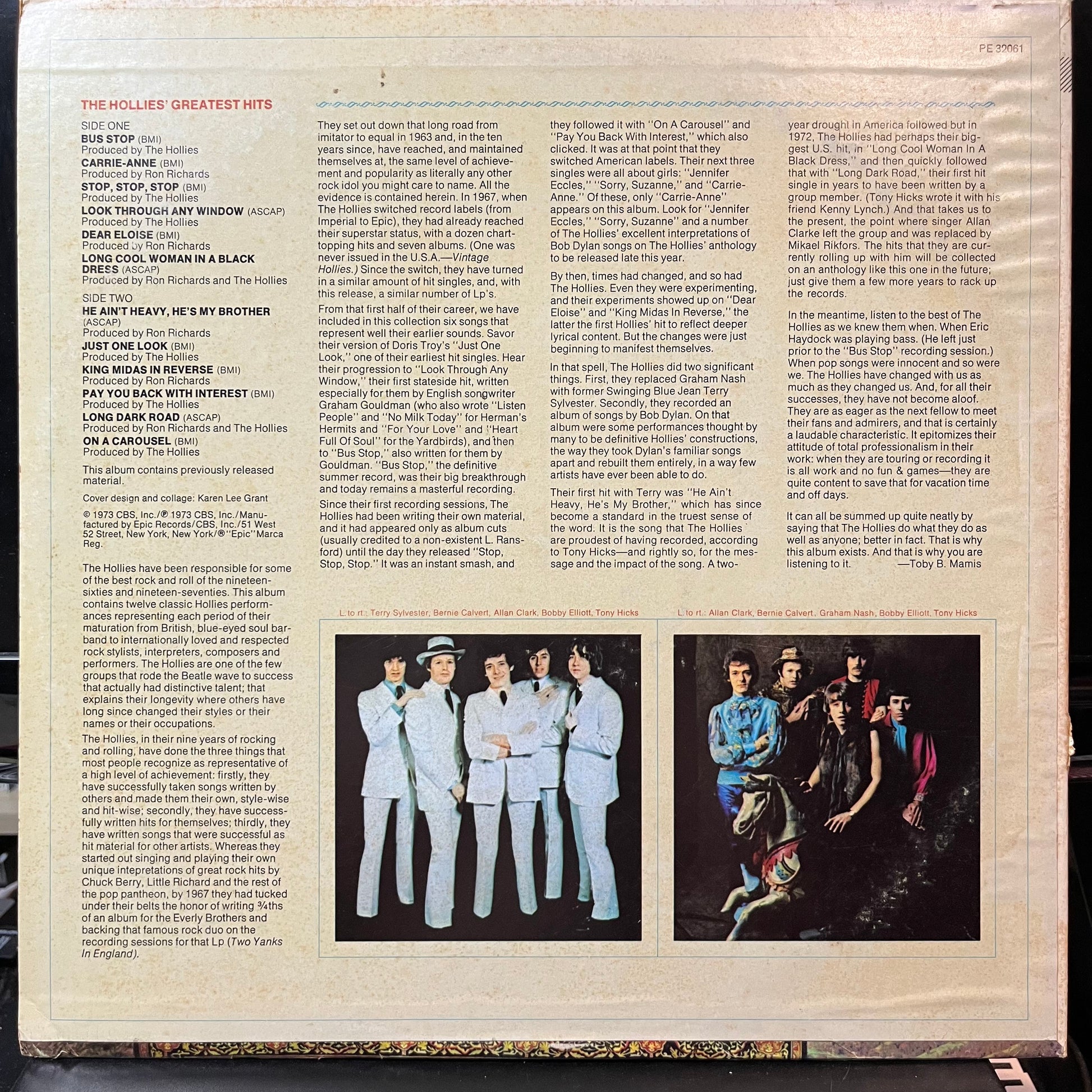 The Hollies - The Hollies' Greatest Hits (VINYL LP EPIC PE 32061) | USED - ROCK / USED *NEAR MINT*
