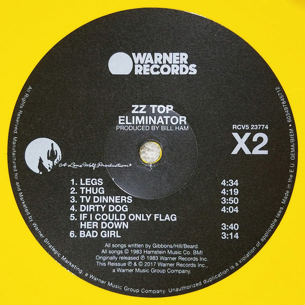ZZ Top - Eliminator (YELLOW VINYL) | Near Mint (NM or M-) Near Mint (NM) - ROCK / USED * NEAR MINT*