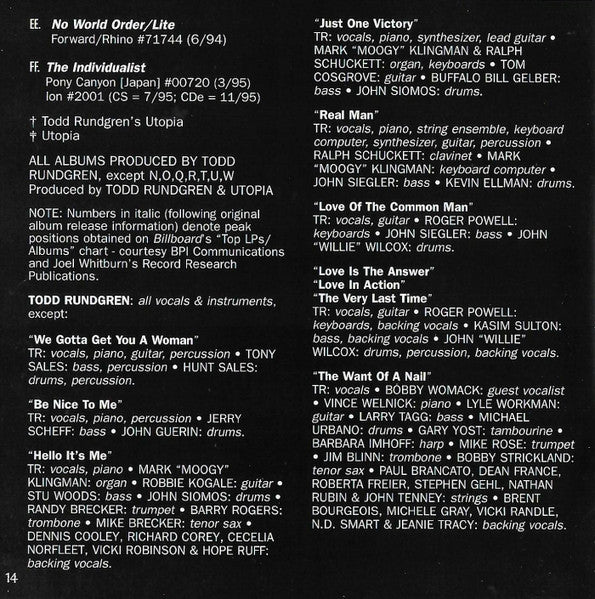The Very Best Of Todd Rundgren (CD) | Near Mint (NM) Excellent (EX) - ROCK / USED *NEAR MINT*