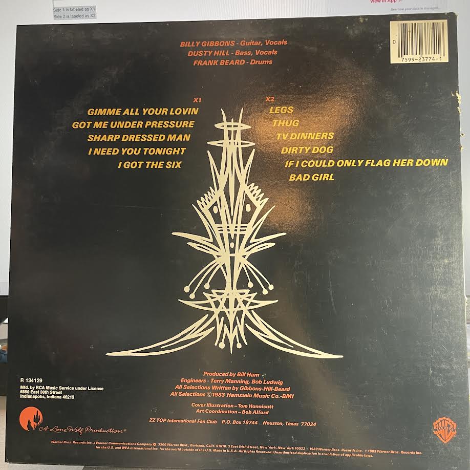 ZZ Top - Eliminator (VINYL) | Near Mint (NM) Excellent+ (EX+) - ROCK / USED *NEAR MINT*
