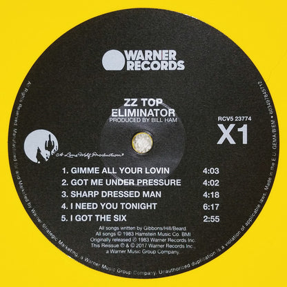 ZZ Top - Eliminator (YELLOW VINYL) | Near Mint (NM or M-) Near Mint (NM) - ROCK / USED * NEAR MINT*