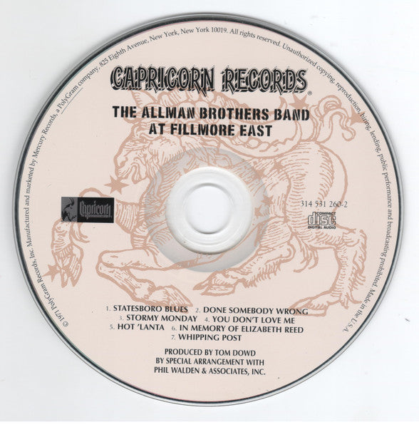 The Allman Brothers Band - The Allman Brothers Band At Fillmore East (CD) | Near Mint (NM) Near Mint (NM) - ROCK / USED *NEAR MINT*