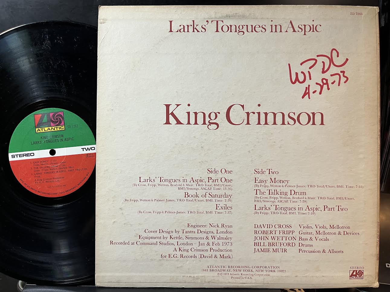 King Crimson - Larks' Tongues In Aspic (VINYL) | Near Mint (NM) Very Good Plus (VG+) - ROCK / USED *NEAR MINT*