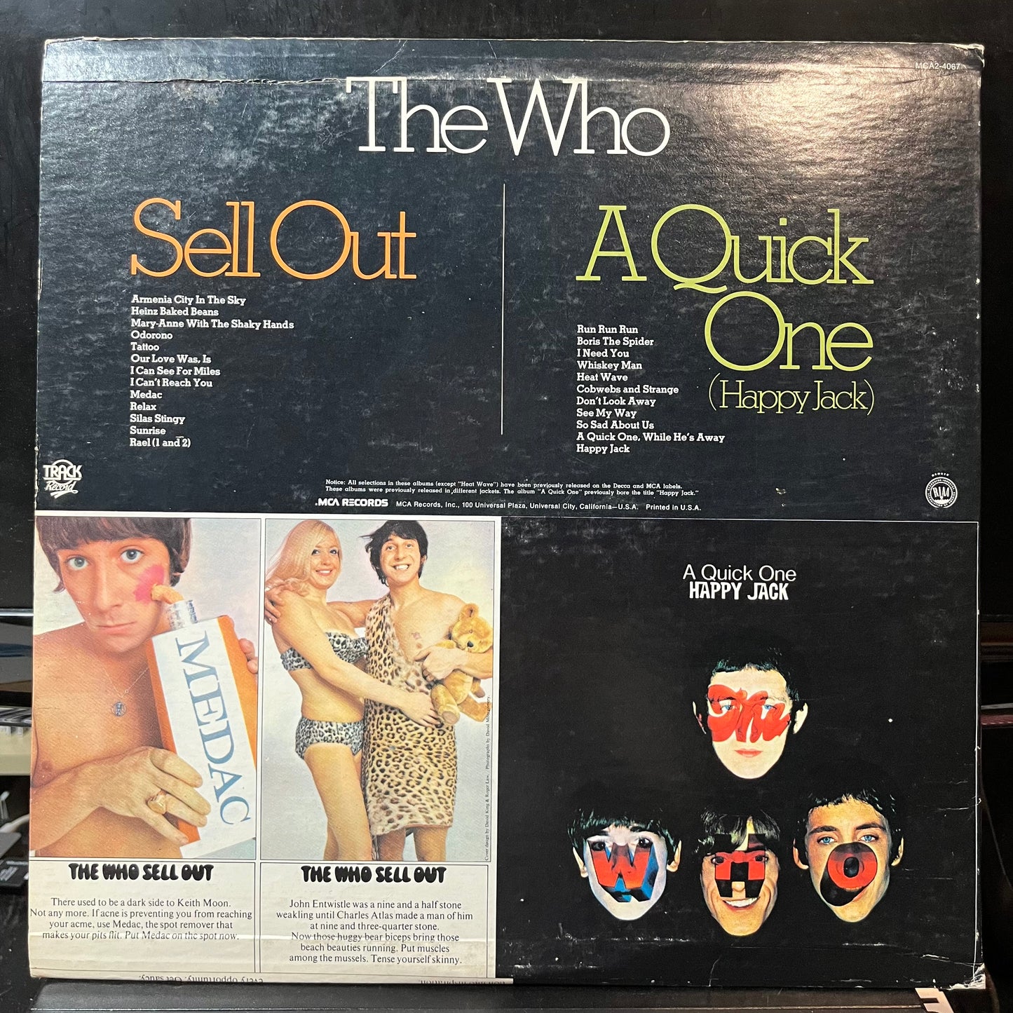 The Who - A Quick One (Happy Jack) / The Who Sell Out (VINYL 2xLP MCA MCA2-4067) | USED - ROCK / USED *NEAR MINT*