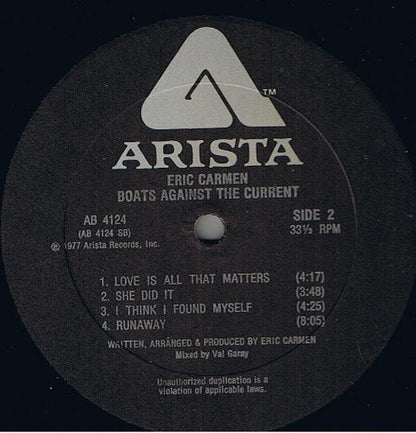Eric Carmen - Boats Against The Current | Near Mint (NM) Excellent (EX) - ROCK / USED *NEAR MINT*