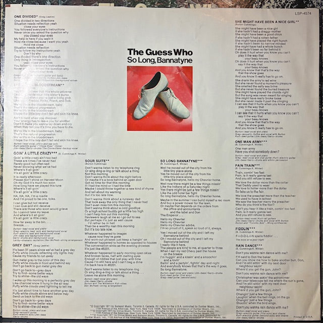 So Long, Bannatyne (VINYL) | Very Good Plus Plus (VG++) Very Good Plus (VG+) - ROCK / USED *VERY GOOD++*