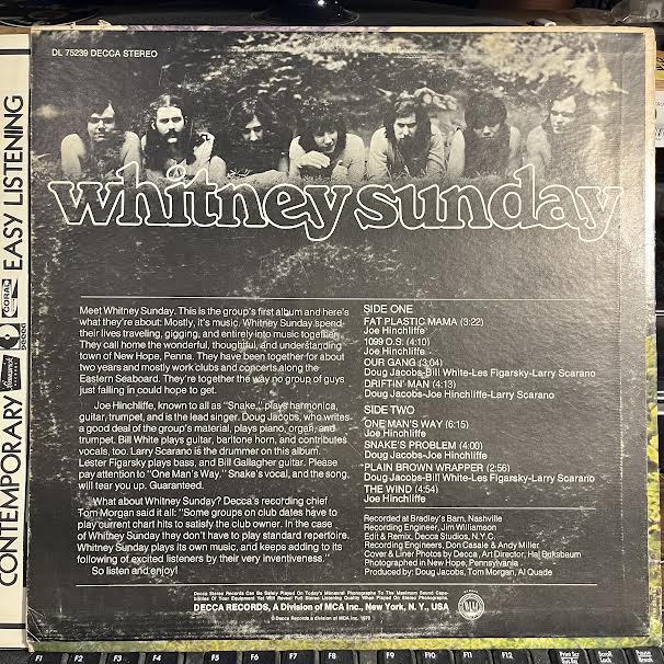 Whitney Sunday (VINYL) | Very Good Plus (VG+) Very Good Plus (VG+) - ROCK / USED *VERY GOOD++*