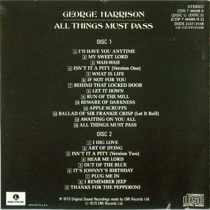 George Harrison - All Things Must Pass *2XCD* | Very Good Plus (VG+) Excellent (EX) - ROCK / USED *VERY GOOD++*