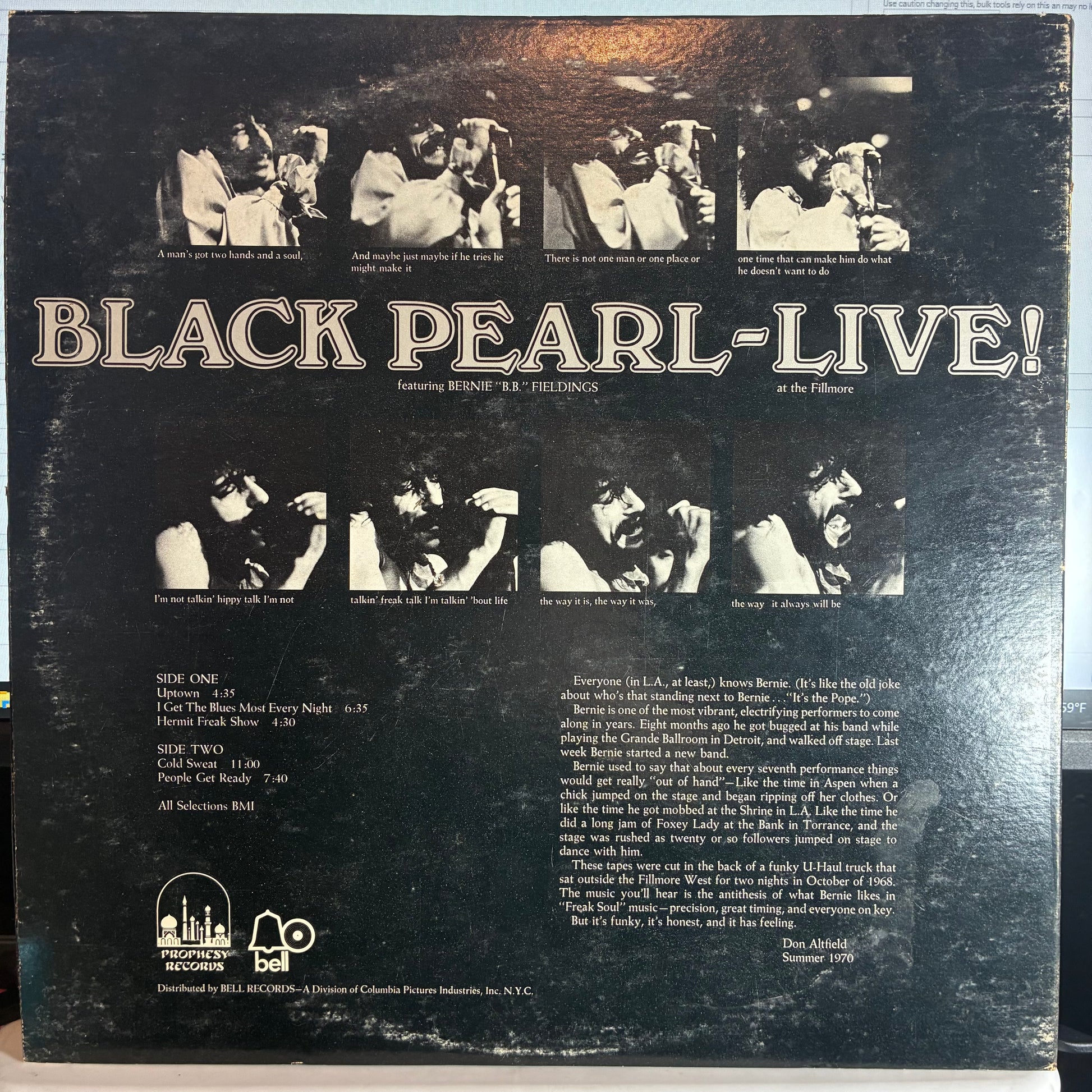 Black Pearl (9) - Live (VINYL) | Very Good Plus (VG+) Very Good Plus (VG+) - ROCK / USED *VERY GOOD+*