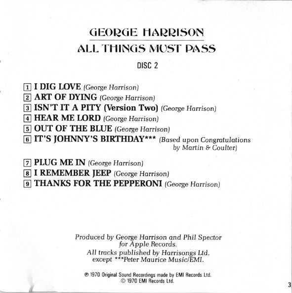 George Harrison - All Things Must Pass *2XCD* | Very Good Plus (VG+) Excellent (EX) - ROCK / USED *VERY GOOD++*