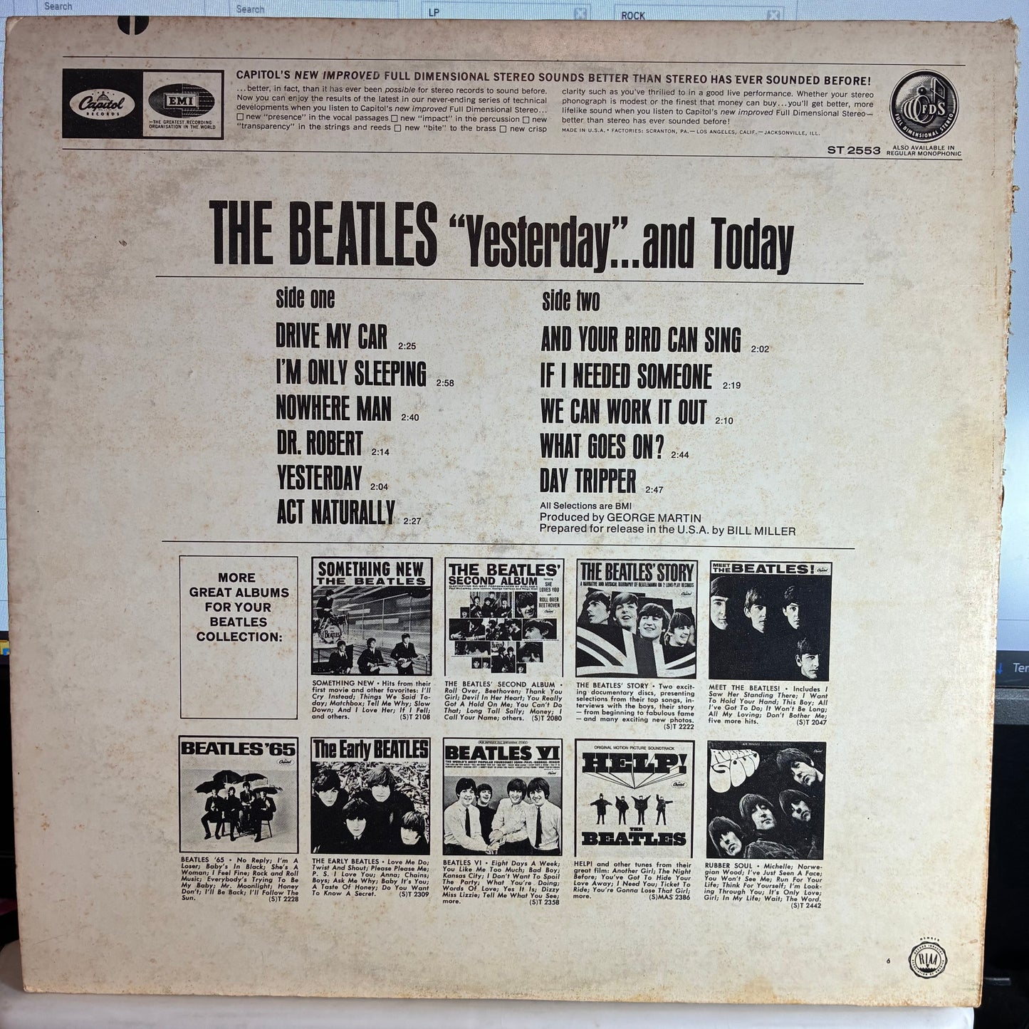 The Beatles - Yesterday And Today (VINYL) | Very Good Plus (VG+) Very Good (VG) - ROCK / USED *VERY GOOD+*