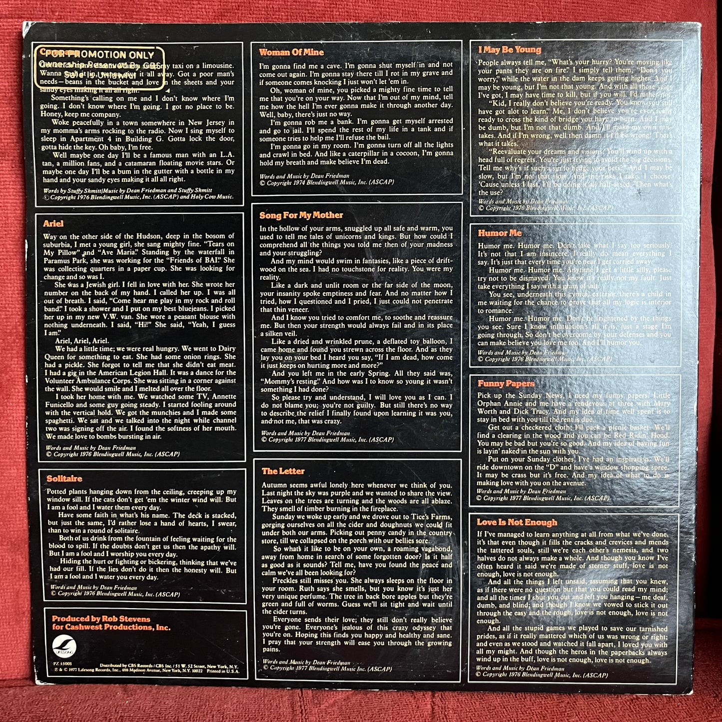 Dean Friedman | Very Good Plus (VG+) Very Good (VG)