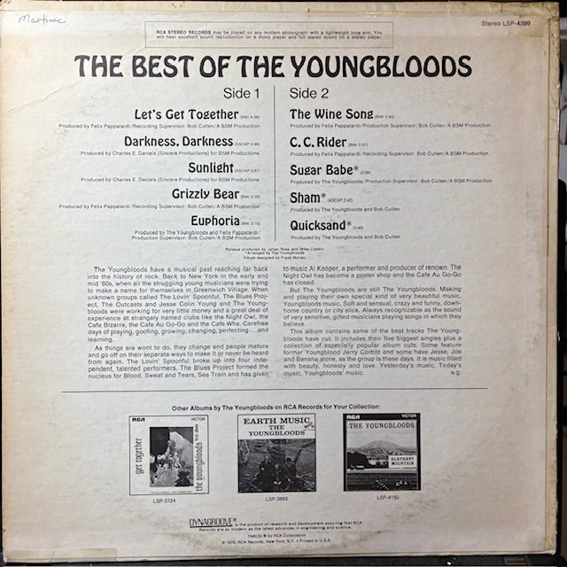 The Best Of The Youngbloods (VINYL) | Very Good Plus (VG+) Very Good Plus (VG+) - ROCK / USED *VERY GOOD+*