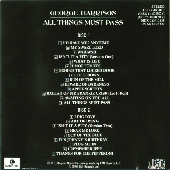 George Harrison - All Things Must Pass *2XCD* | Very Good Plus (VG+) Excellent (EX) - ROCK / USED *VERY GOOD++*