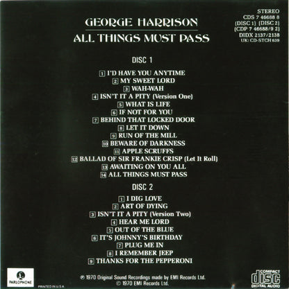 George Harrison - All Things Must Pass *2XCD* | Very Good Plus (VG+) Excellent (EX) - ROCK / USED *VERY GOOD++*