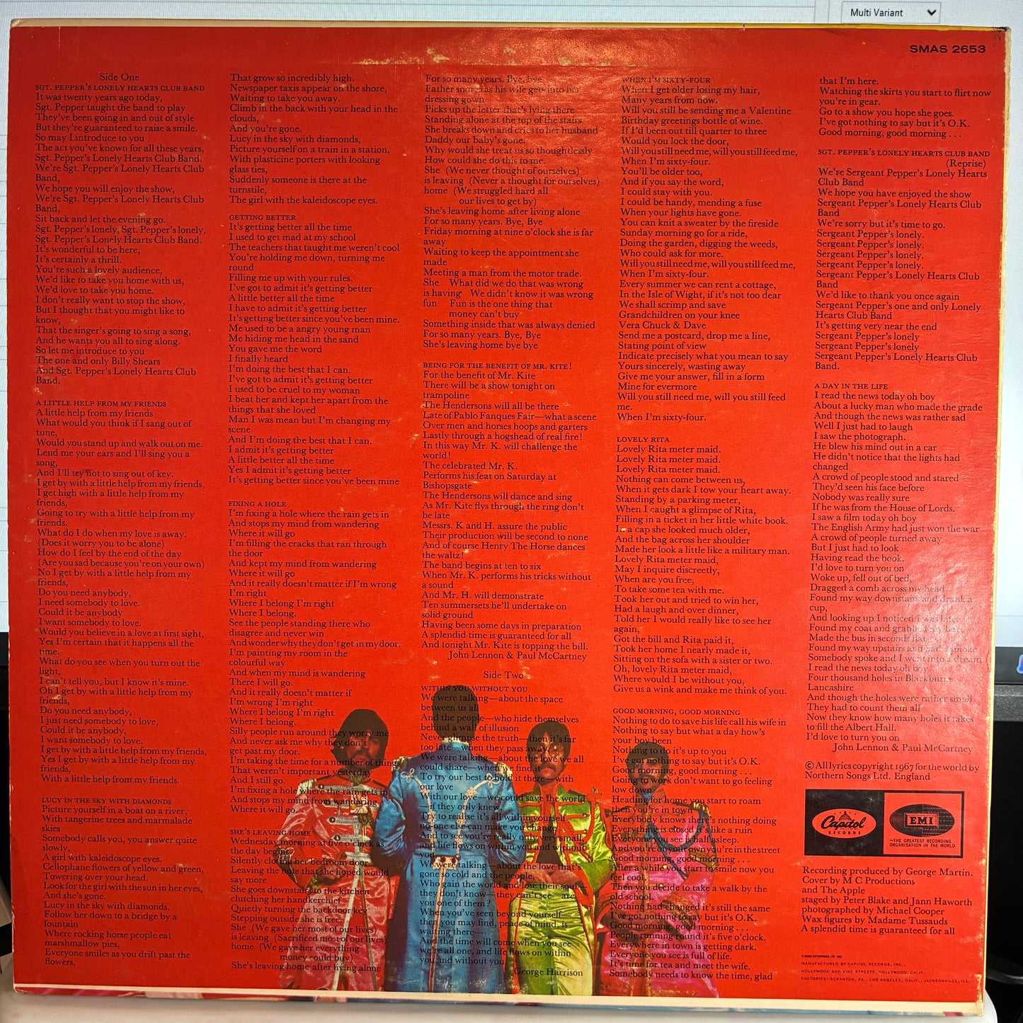 Sgt. Pepper's Lonely Hearts Club Band (VINYL) | Very Good Plus (VG+) Excellent (EX) - ROCK / USED *VERY GOOD+*